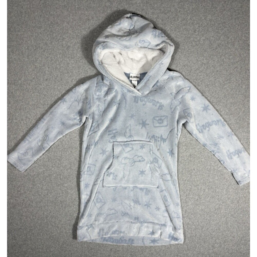Harry Potter Women's Hogwarts Nightgown Light Blue Pajama Dress Hooded Sz Medium